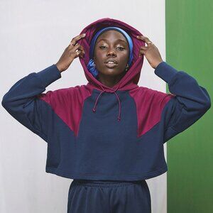 adidas Originals Women's Collegiate Navy PowerPink Large Logo Hoodie Size XS